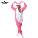 6 Modelle Kaninchen Strampler Niedlich Kigurumis Rosa Weiß Polar Fleece Tier Pyjama Häschen Anzug Karneval Urlaub Outfit Winter Nachtwäsche