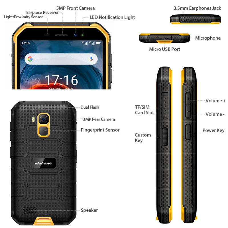 Ulefone Armor X7 Pro Android10 teléfono resistente 4GB RAM Smartphone impermeable teléfono móvil ip68 NFC 4G LTE 2,4G/5G WLAN