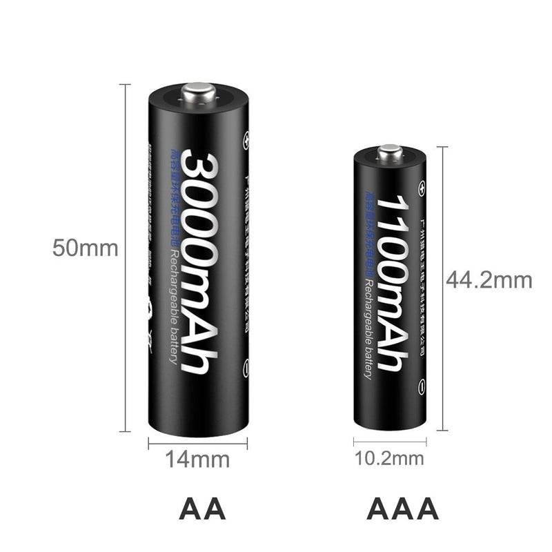 PALO 4Pcs 3000mAh 1.2V AA Rechargeable Batteries+4Pcs 1100mAh 1.2V AAA Battery NI-MH AA AAA Rechargeable Battery for Camera Toy