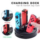 Accesorios portátiles para Nintendo Switch, cargador, interruptor de acoplamiento, estación Joycon, adaptador de CA, compatible con 4 cargadores Joy-con