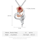 JewelOra Personalisierte Halskette mit Namensgravur, Rose, Blume, Anhänger, 12 Farben, Geburtsstein-Halskette, Valentinstagsgeschenk