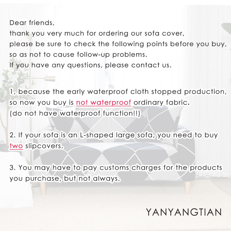 YANYANGTIAN  Plaid Sofa Cover Elastic Sofa Covers for Living Room Printed Couch Cover Sectional Sofa Cover Stretch Slipcover