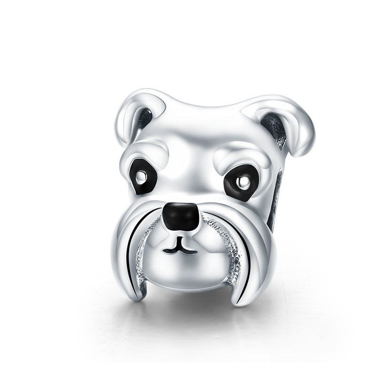 BAMOER 100% 925 Sterling Silber Schöne Tier Schnauzer Hund Charm Beads passen Frauen Charm Armbänder &amp; Halsketten DIY Schmuck SCC835