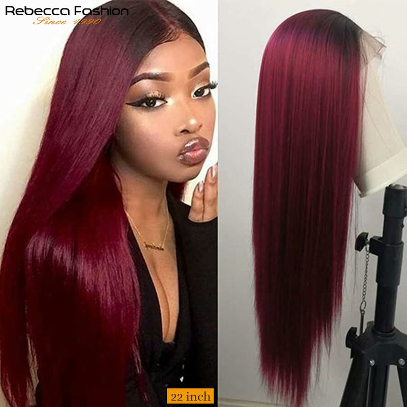 Burgund HD Transparent Lace Front Echthaar Perücken Ombre 99J Gerade Lace Frontal Perücke für Frauen Pre gezupfte 13x1x6 Lace Perücke