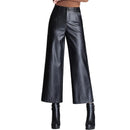 Oversized High Waist Pu Wide Leg Knöchellange Hose Damen Baggy Black Glänzend Kunstleder Damen Lose Hose 2022 Koreanische Hose