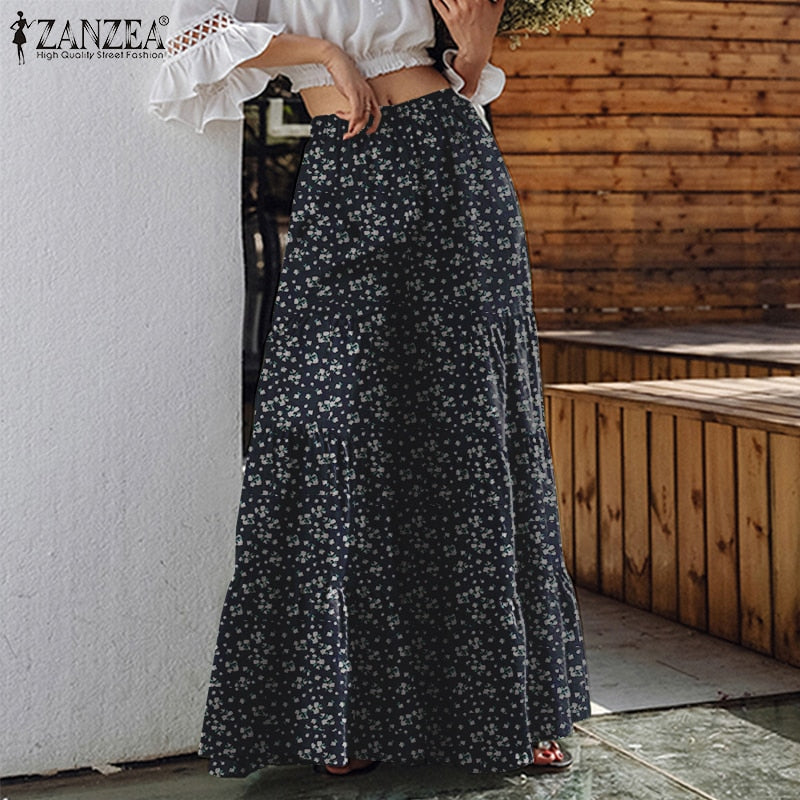 Pantalones de pierna ancha Vintage para mujer ZANZEA 2022 pantalones sólidos Casual cintura elástica pantalón largo Palazzo nabo femenino