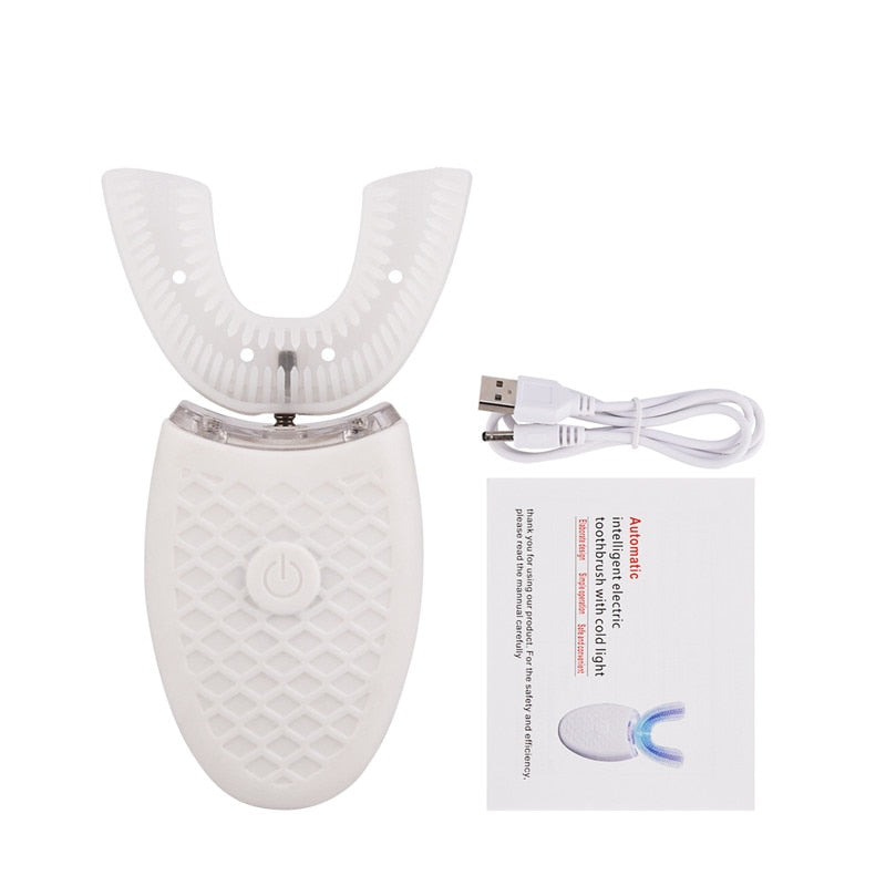 Cepillo de dientes eléctrico suave automático con carga USB, cepillo de dientes sónico resistente al agua, blanqueamiento de dientes en forma de U, niños adultos
