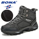 BONA, botas para hombre, zapatos de cuero antideslizantes, populares, cómodos, para primavera y otoño, zapatos para hombre, botas cortas de felpa para la nieve, suela exterior duradera