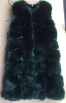 Faux Fur Coat Winter Women 2022 Fashion Casual Warm Slim Sleeveless Long Faux Fox Fur Vest Winter Pockets Jacket Women 5XL