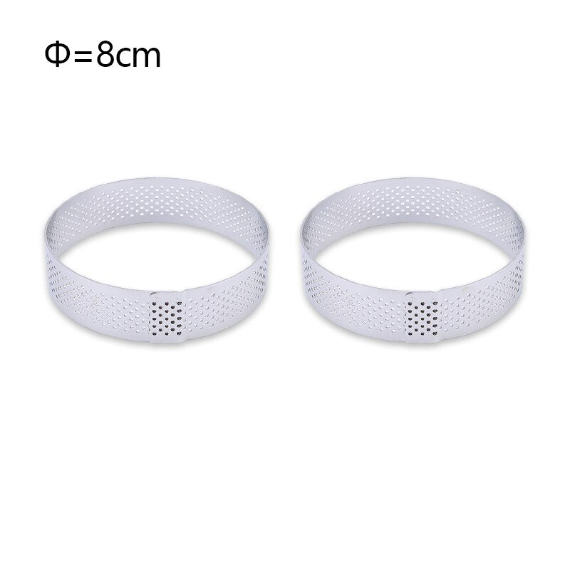 6 8 10 CM Stainless Steel Tart Mold Ring Tartlet Cake Mousse Molds Cookies Pastry Circle Cutter Pie Ring Perforated