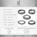 Fongten Vintage Punk Charms Gliederkette Armband Edelstahl Totenkopf Schlange Wikinger Zierliche Manschette Armreif Herren Schmuck