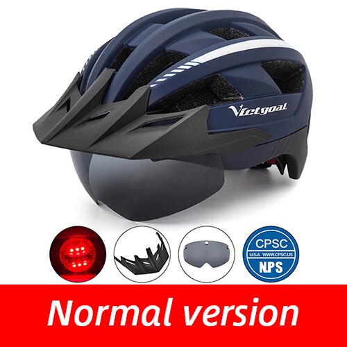 Victgoal Bicycle Helmet LED Moutain Road USB Rechargeable Light Cycling Helmet For Man Sun Visor Goggles Men MTB Bike Headgear