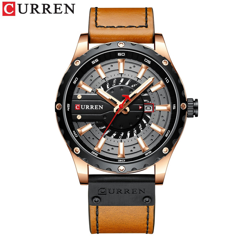 CURREN Uhren Top-Marke Mode Leder Armbanduhr Casual Quarz Herrenuhr New Chic Leuchtzeiger Uhr