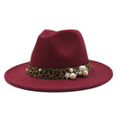 Winter-Fedoras aus Wolle für Frauen mit breiter Krempe, Filzhut, Damen, Tweed, Armeegrün, Jazz-Kappe, weiblicher Leopard, Winter, eleganter Pork Pie-Hut