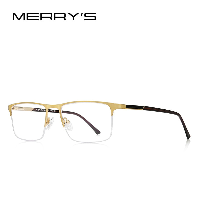 MERRYS DESIGN Männer Legierung Brillengestell Männer Quadratisch Halb Optische Ultraleicht Myopie Hyperopie Korrektionsbrille S2102