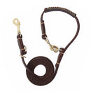 Multifunktionale Zwei-Hundeleine, weicher Echtledergriff, Doppelleinen, P-Kette, Halsband, lang, kurz, für Hundetrainingsleine