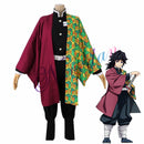 Disfraz de Anime Demon Slayer Cosplay Tanjirou Kamado Cosplay disfraz Kimetsu no Yaiba hombres Kimono disfraz de Halloween