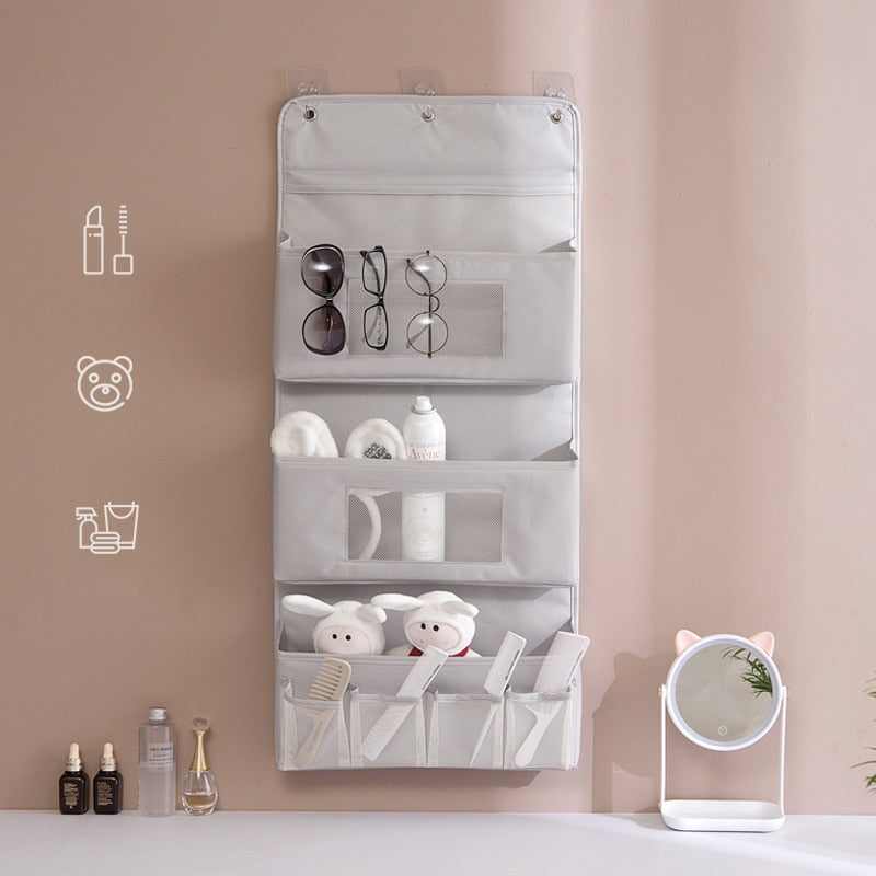 Nordic Aufbewahrungstasche Wandmontierte Tür hinter Oxford-Stoff für Badezimmer-Toilettenartikel Küche Schlafzimmer Kleinigkeiten Spielzeug-Aufbewahrungs-Organizer