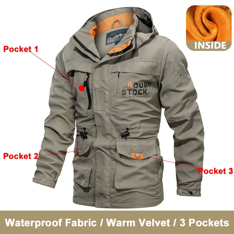 Spring Men Military Tactical Jacken Multi-Pockets Wasserdicht Casual Windbreaker Herren Mantel Outdoor mit Kapuze