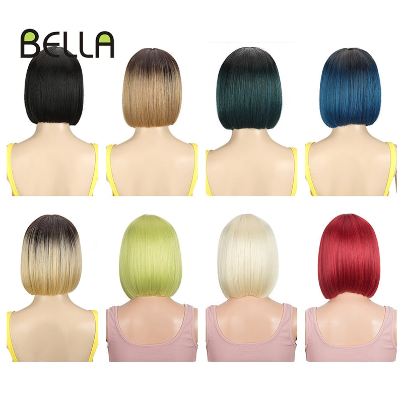 Bella Bob Perücke Synthetische Spitzeperücke Kurzer Blonder Bob Pink 613 Rote Zitrone Spitze Kurzes Haar 10-13 Zoll Perücken Für Frauen Lolita Cosplay