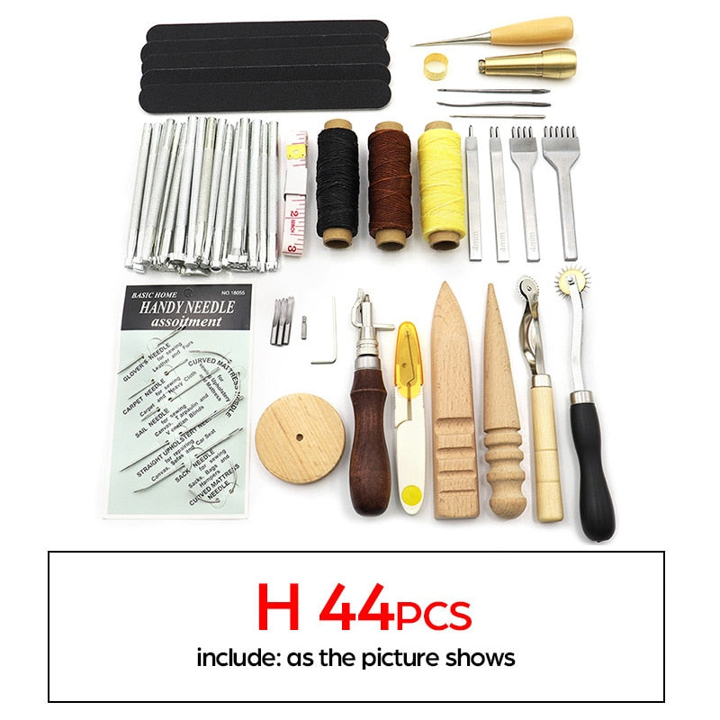 DIY Professional Leather Craft Tools Kit Handnähen Stitching Punch Carving Work Saddle Groover Set Zubehör DIY Tool Box