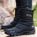 Botas de nieve para hombre, zapatos de senderismo, botas impermeables de invierno con piel, zapatos de invierno antideslizantes para exteriores, botas para hombre, plataforma gruesa de felpa cálida