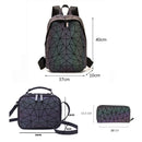 2022 neue Leucht Rucksack Schule Frauen Männer Set Rucksack Weibliche Gitter Rucksack Holographische Umhängetaschen Geldbörse mochila sac