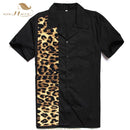 SISHION L-2XL Herrenhemd ST110 Kurzarm Schwarz Rot Rockabilly Baumwolle Lässige Bowlinghemden für Herren camisa masculina