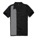 SISHION L-2XL Herrenhemd ST110 Kurzarm Schwarz Rot Rockabilly Baumwolle Lässige Bowlinghemden für Herren camisa masculina