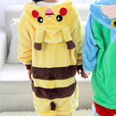 Familie Halloween Cosplay Kostüm Tier Gelb Anime Pyjama Winter Warm Cartoon Nachtwäsche Passende Outfits Mutter Kinder Onesie