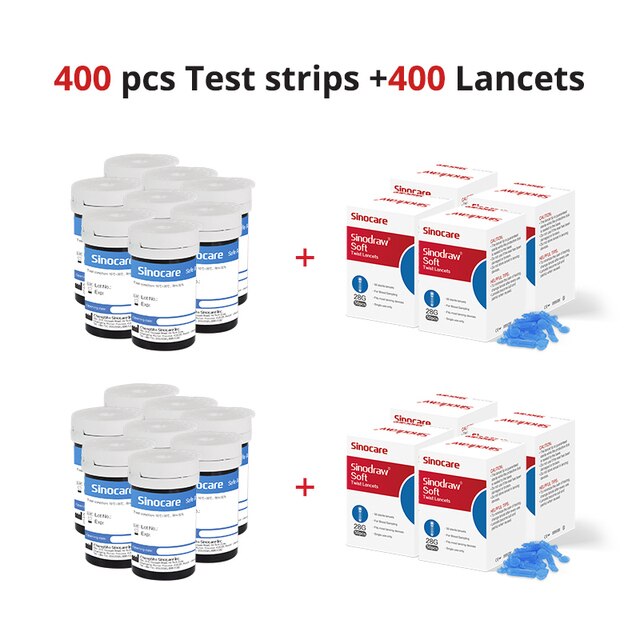 500/400/300/200/100/50PCS Sinocare Safe-Accu Blood Glucose Test Strips and Lancets for Diabetes Tester