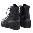 JIALUOWEI New Style Unisex Schuhe Punk Keilabsatz 7cm Pink Holographic Leder Halloween Kostüme Gothic Stiefeletten