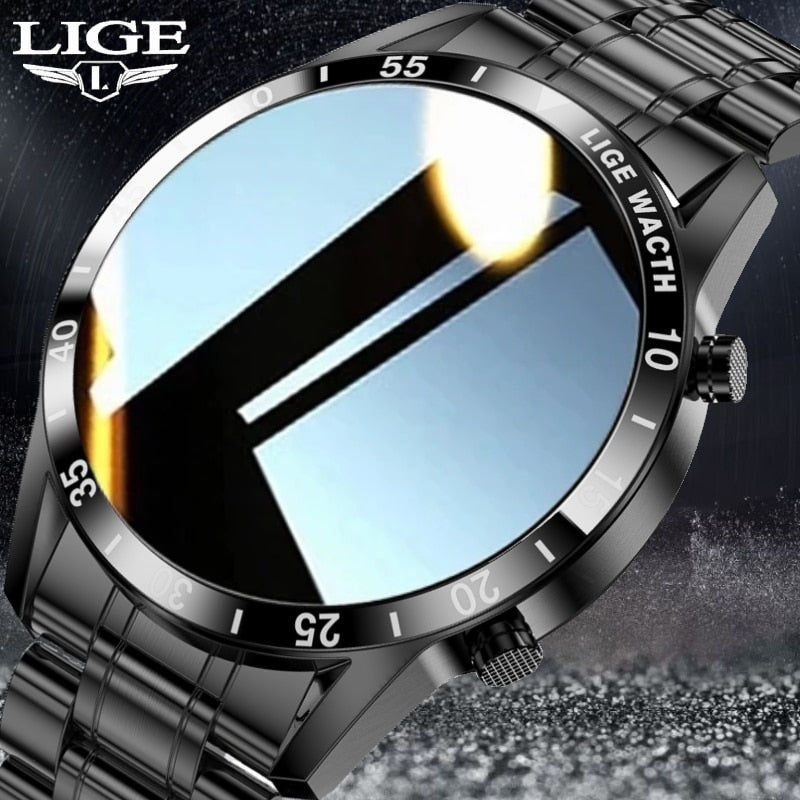 LIGE 2021 nuevo reloj inteligente con pantalla completamente táctil, reloj deportivo con Bluetooth para llamadas, reloj para hombres, mensaje de frecuencia cardíaca, recordatorio de negocios, reloj inteligente para hombres