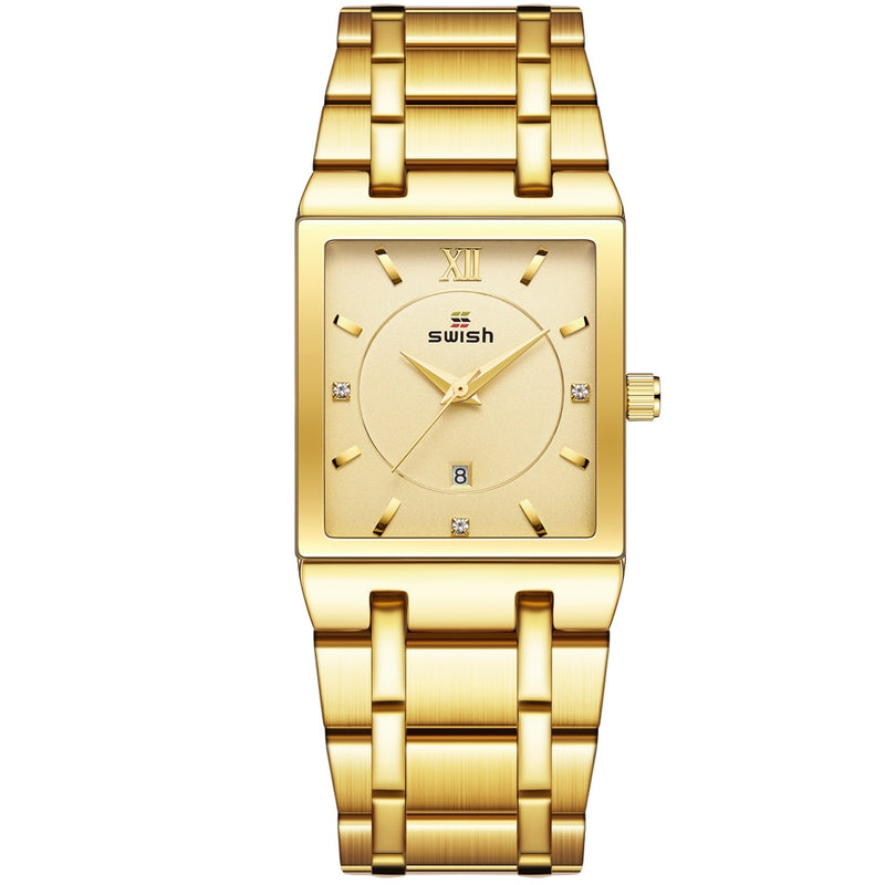 Top Relogio Feminino Luxo Goldene Armbanduhren Damenmode Quadratische Quarzuhr Damen Diamantuhr Weiblicher Top-Markenluxus