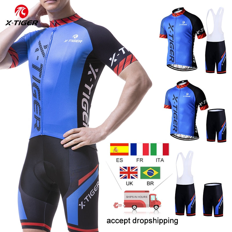 Conjunto de Jersey de Ciclismo x-tiger, Ropa de bicicleta transpirable, Ropa de bicicleta de secado rápido, conjunto de Ciclismo de manga corta, Ropa de Ciclismo