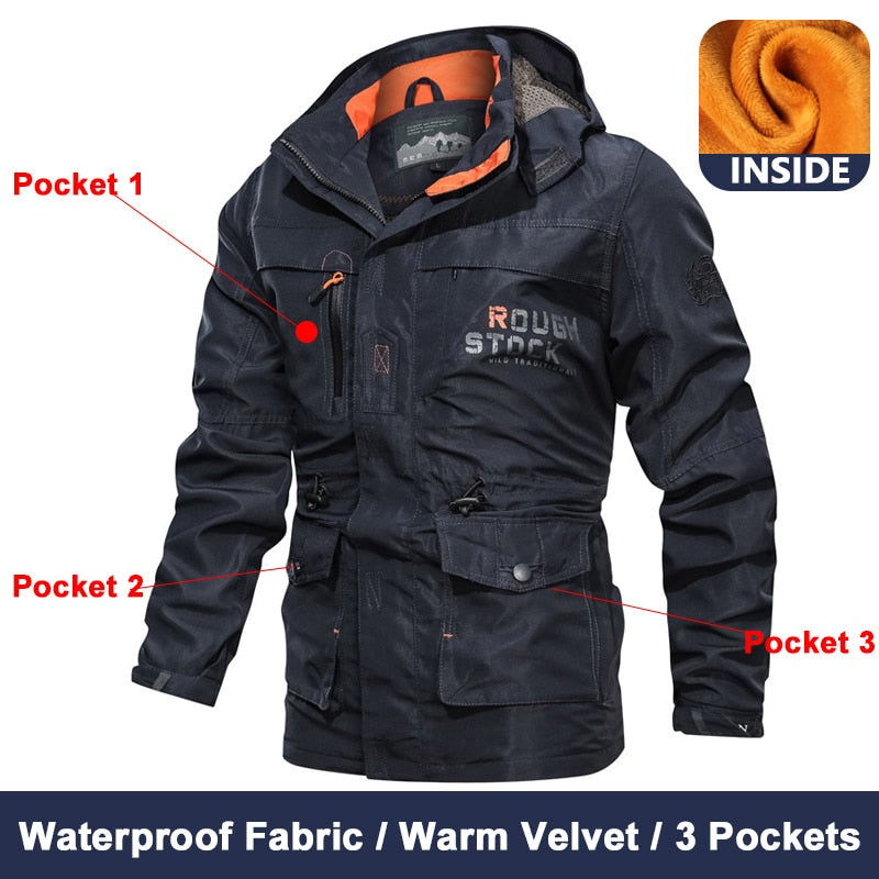 Spring Men Military Tactical Jacken Multi-Pockets Wasserdicht Casual Windbreaker Herren Mantel Outdoor mit Kapuze