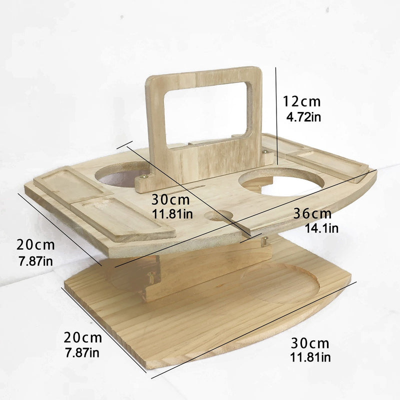 Mesa de Picnic de madera portátil, asa de transporte, mesa de vino plegable para exteriores, soporte extraíble para copa de vino, mesa plegable, bandeja para aperitivos y frutas