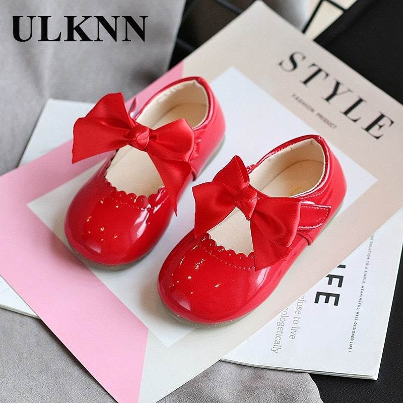 ULKNN Baby Girls Cute Bow Multi-Purpose Shoes 2021 New Korean Version Princess Shoes-Style Leather Dance Shoes