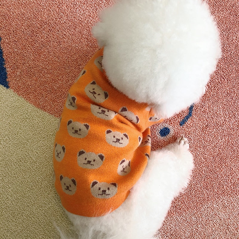 Kawaii Bear Dog Sweaters Orange Dog Clothes Chihuahua Sweater Pomeranian Hoodie Winter Korean Style Dog Clothing Pets Costumes