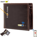 Smart Anti-Lost Wallet-kompatibles Leder Kurze Kreditkarteninhaber Männliche Geldbörse Echtes Leder Herren Geldbörsen Kostenlose Gravur