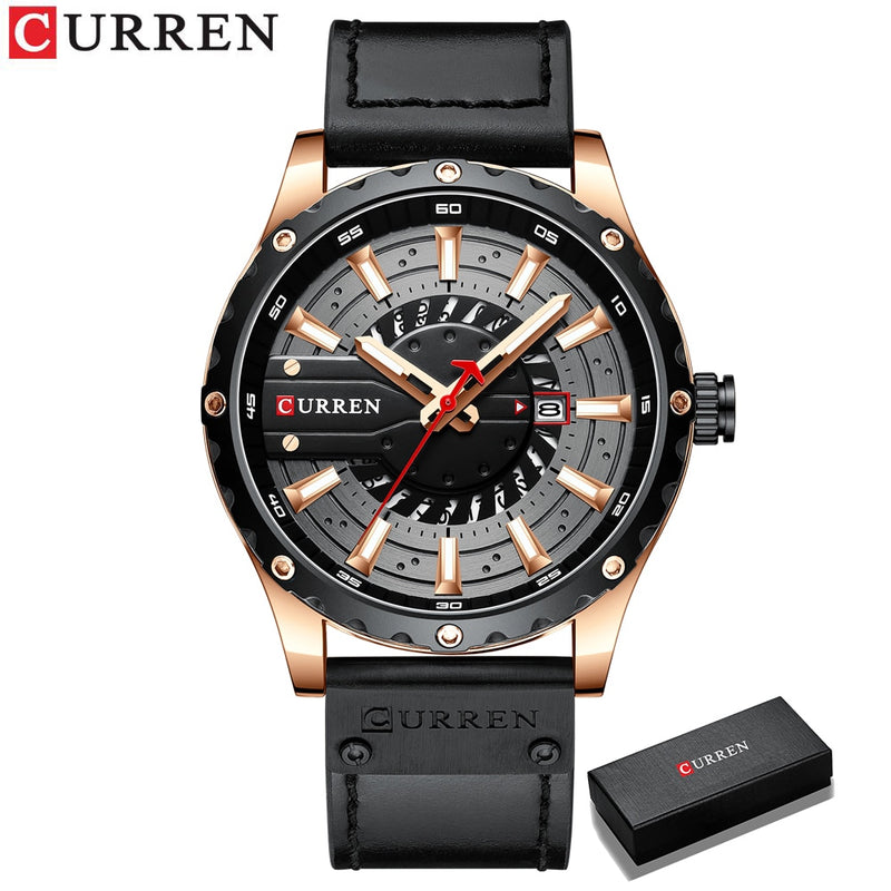 CURREN Uhren Top-Marke Mode Leder Armbanduhr Casual Quarz Herrenuhr New Chic Leuchtzeiger Uhr