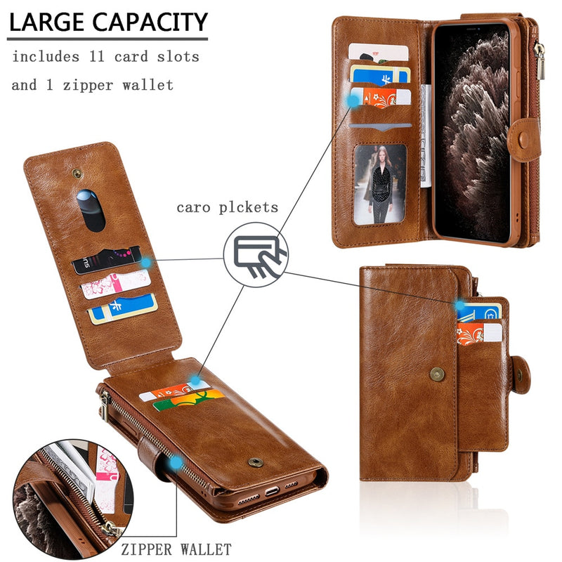 Luxury Leather Flip Case For iPhone 13 12 Mini 11 Pro XS Max XR X 7 8 6 6s Plus SE 2020 2022 Wallet Card Holder Phone Cover