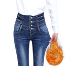 2022 autumn high waist winter warm thick ladies jeans woman button fly legging pencil pants jeans clothes stretch women jeans