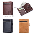 BULLCAPTAIN Short Tri-Fold Buckle Zipper Wallet Men&