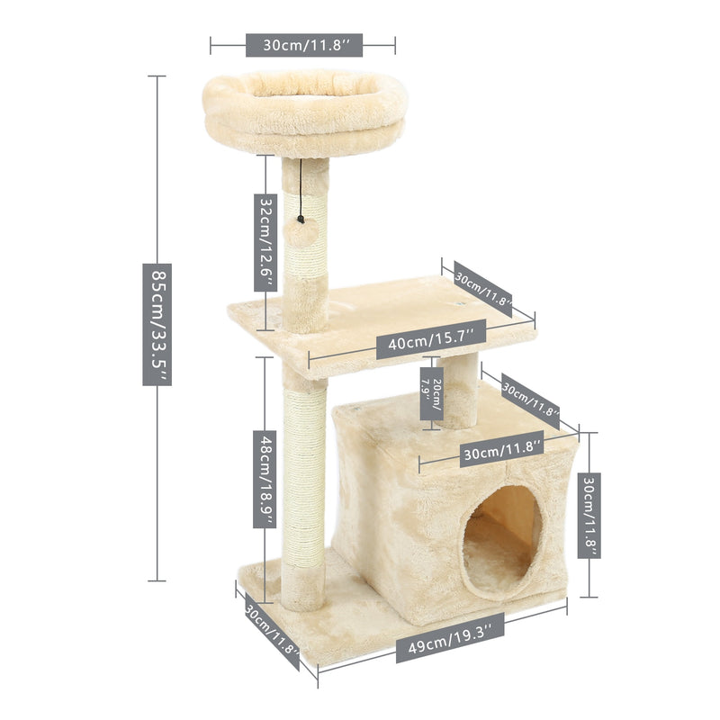 Inches Multi-Level Cat Tree Modern Cat Activity Tower with Sisal Scratching Posts Hammock and Extra-Large Top Perch Cat Toy