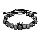 Luxury Crown Charm Men Bracelets 8mm Micro Pave CZ Round Braided Macrame Bracelet Pulseira Feminina Handmade Jewelry Women Gift