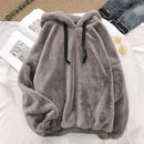 Wintermode süß und samtig warm Damen Hoodies Harajuku Korean Loose Casual Wool Flanell Pullover Sweatshirt