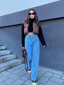 Chaleco corto marrón a la moda para mujer 2022, chaleco con cremallera y cuello levantado para mujer, prendas de vestir exteriores informales para mujer