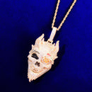 Totenkopf Herren Anhänger Kubikzirkon Goldfarbe vergoldet Hip Hop Halskette Rock Schmuck