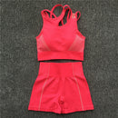 Yoga-Set Damen Ärmellos Sportanzug Workout Gym Kleidung Fitness Sport-BH Hohe Taille Shorts 2 Stück Utra Nahtlose Sportbekleidung